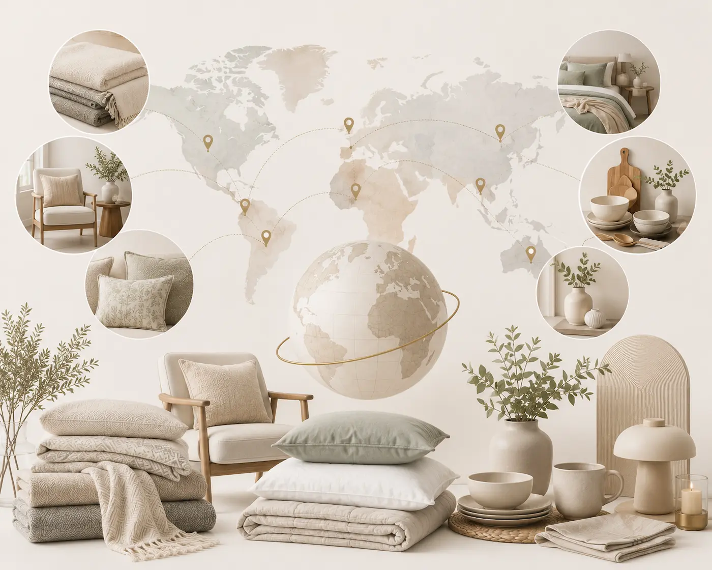 Red global de sourcing — textiles, hogar y diseño conectados desde Asia, Europa y Latinoamérica
